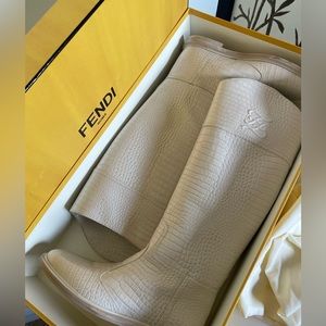 Fendi Karligraphy Croc-Embossed Leather Boot Sale!!